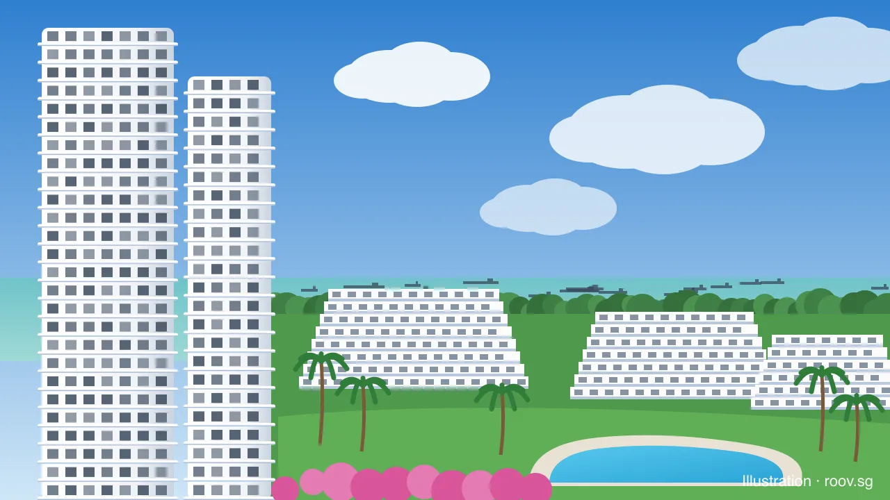 A mature condo estate by the sea. A home held for decades is often the largest part of what a family passes on. Illustration by Roov.